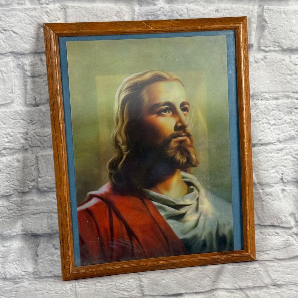 VTG 3D Lenticular Jesus Framed 12x15 Jesus Christ God's Children Wall Art Easter